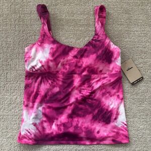 Nike Swim Pink Tie Dye Tankini Top Move To Zero Adjustable Straps Large NWT